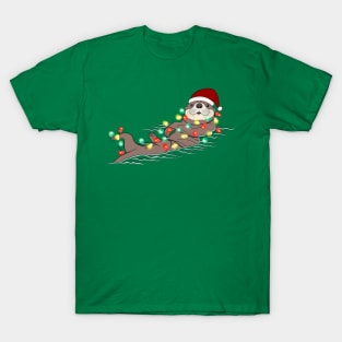 Otter Santa Christmas Lights T-Shirt